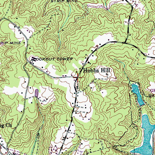 Topographic Map of Hobbs Hill, TN