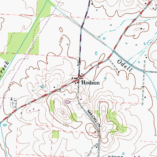 Topographic Map of Hodson, TN