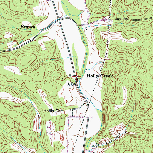 Topographic Map of Holly Creek, TN
