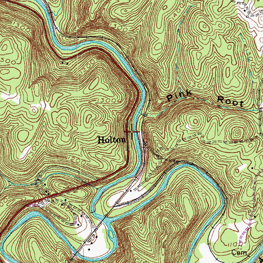 Topographic Map of Holton, TN