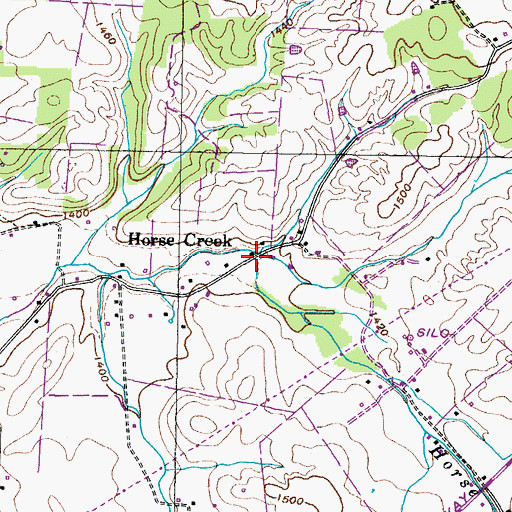 Topographic Map of Horse Creek, TN