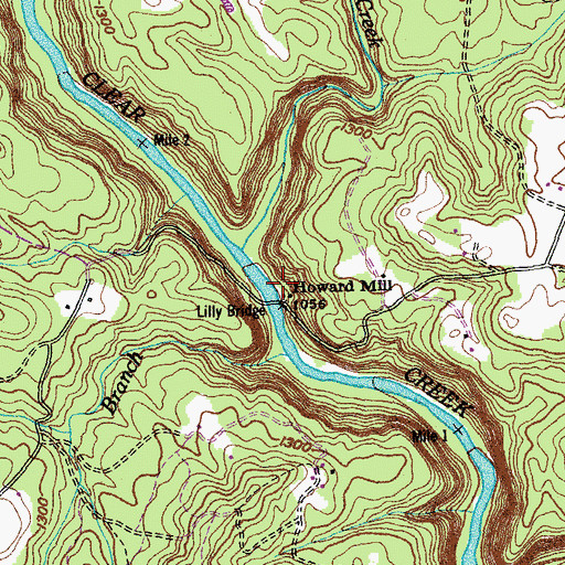 Topographic Map of Howard Mill, TN