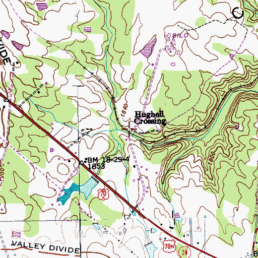 Topographic Map of Hughell Crossing, TN