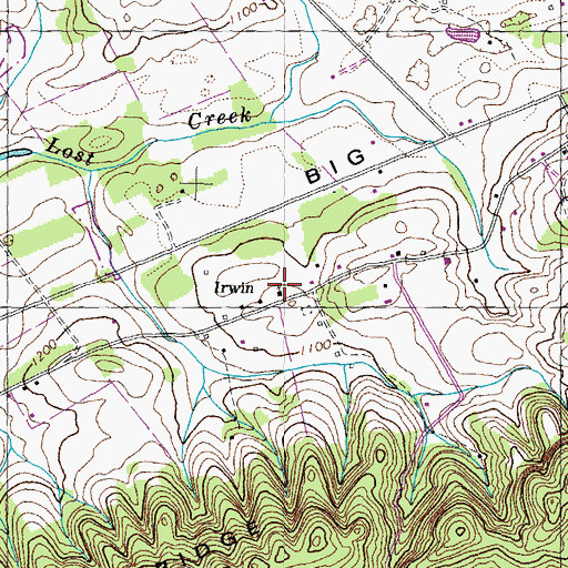 Topographic Map of Irwin, TN
