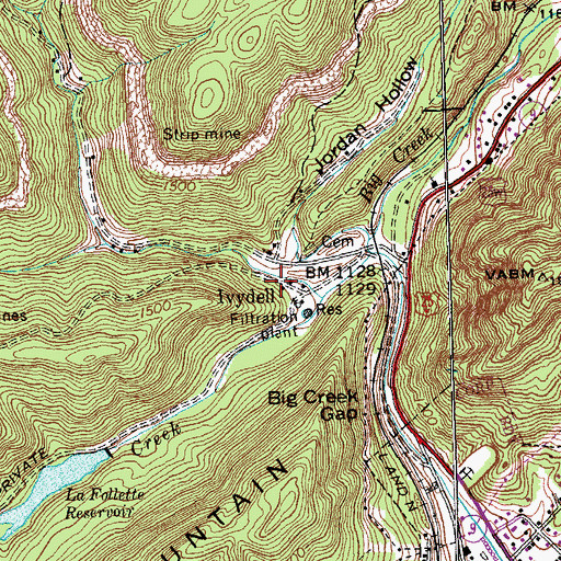 Topographic Map of Ivydell, TN