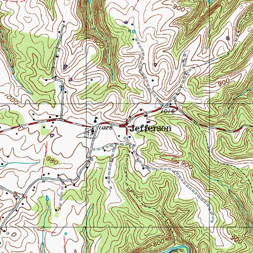 Topographic Map of Jefferson, TN