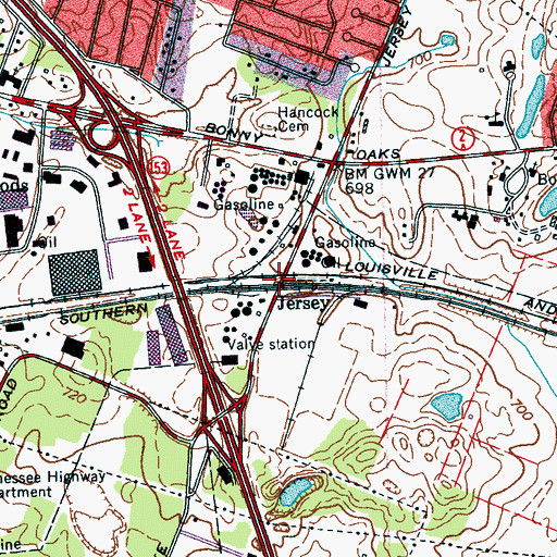 Topographic Map of Jersey, TN