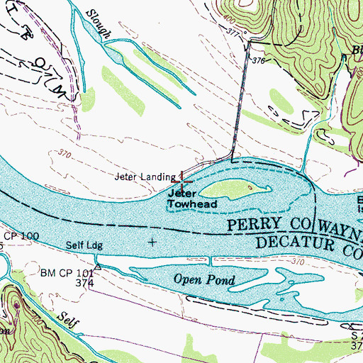 Topographic Map of Jeter Landing, TN