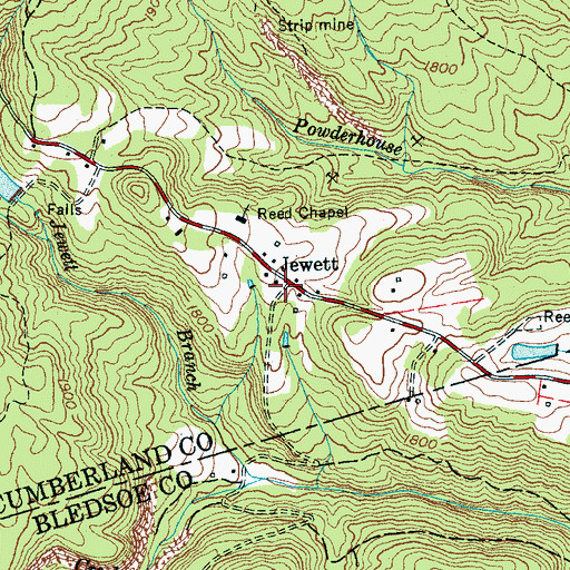 Topographic Map of Jewett, TN