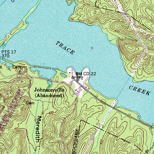 Topographic Map of Johnsonville, TN