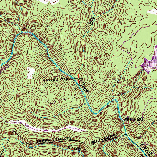 Topographic Map of Jones Ford, TN