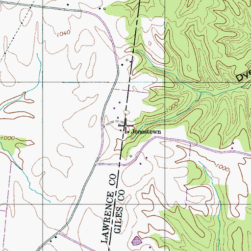 Topographic Map of Jonestown, TN