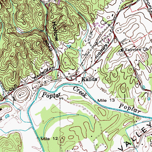 Topographic Map of Kalida, TN