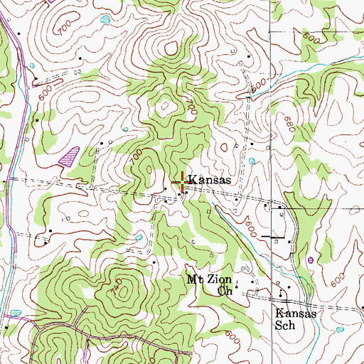 Topographic Map of Kansas, TN