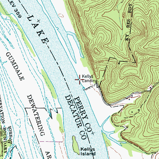 Topographic Map of Kellys Landing, TN