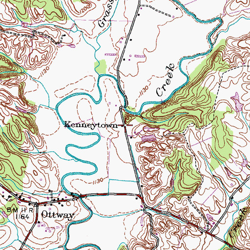 Topographic Map of Kenneytown, TN
