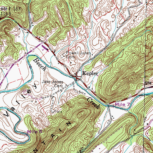 Topographic Map of Kepler, TN