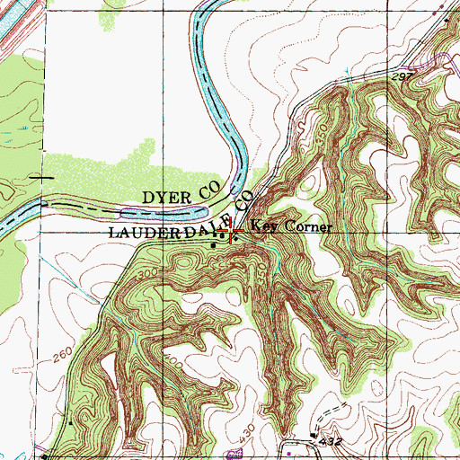 Topographic Map of Key Corner, TN