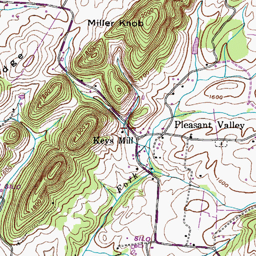 Topographic Map of Keys Mill, TN