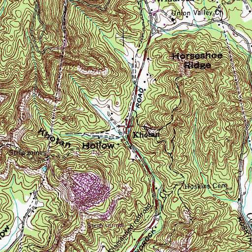 Topographic Map of Khotan, TN