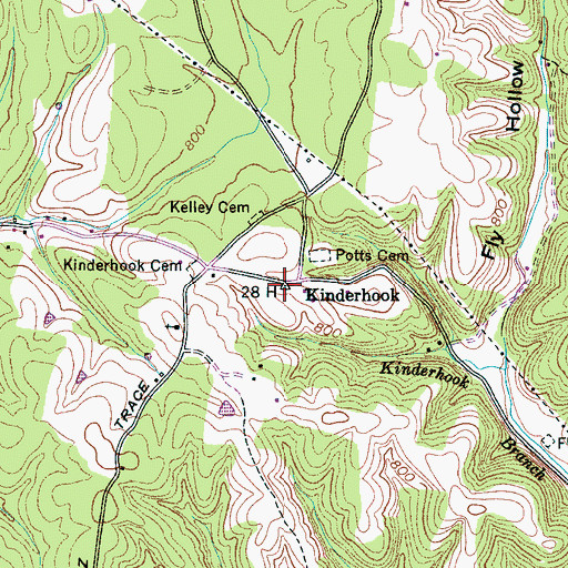Topographic Map of Kinderhook, TN