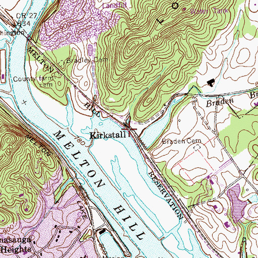 Topographic Map of Kirkstall, TN
