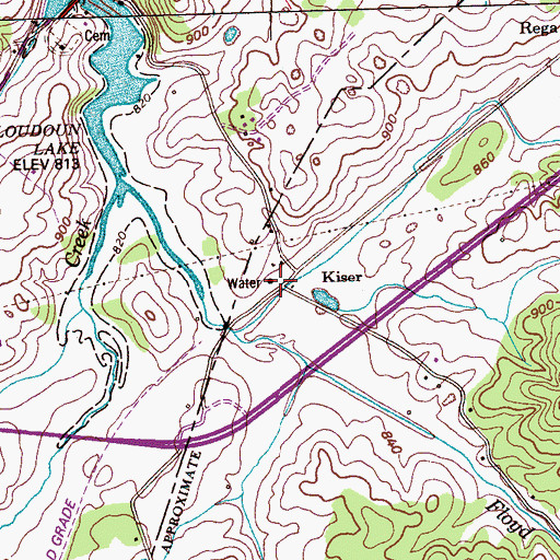 Topographic Map of Kiser, TN