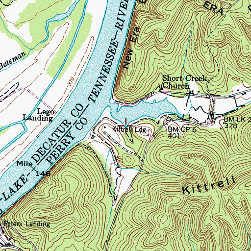 Topographic Map of Kittrell Landing, TN