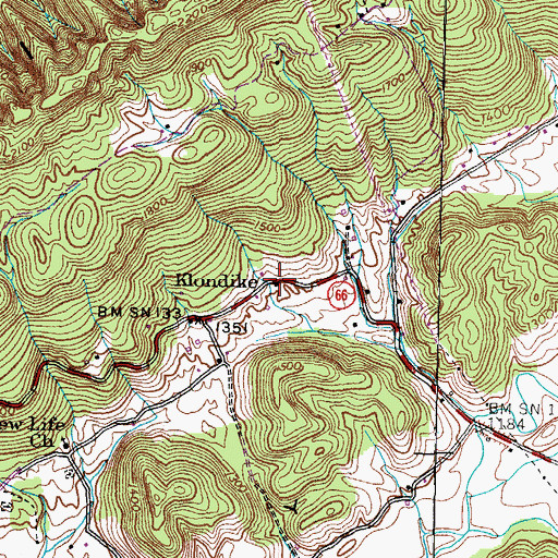 Topographic Map of Klondike, TN