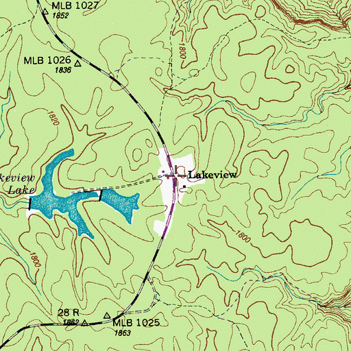 Topographic Map of Lakeview, TN