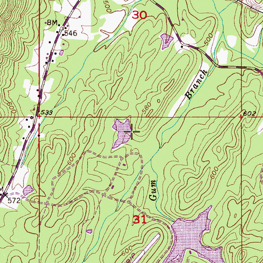 Topographic Map of Hall Dam, AL