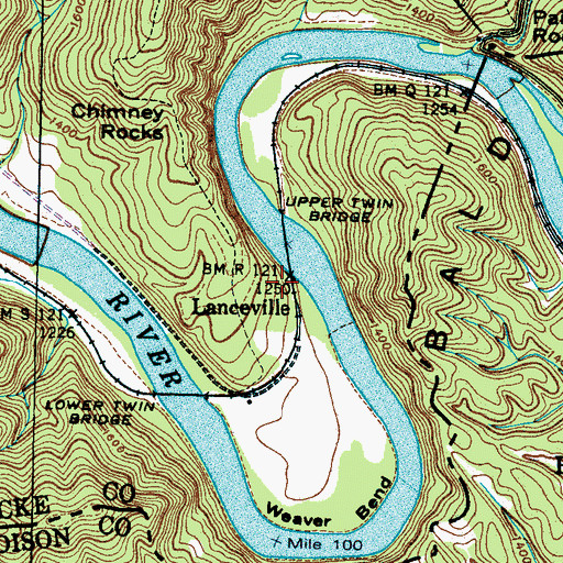 Topographic Map of Lanceville, TN