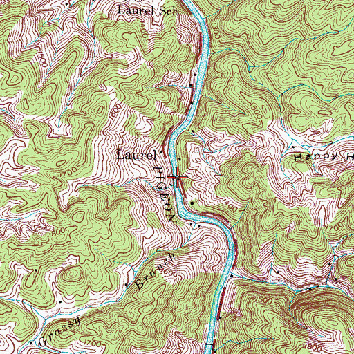 Topographic Map of Laurel, TN