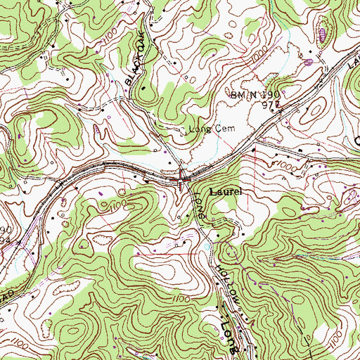 Topographic Map of Laurel, TN