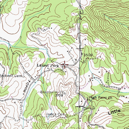 Topographic Map of Laurel Fork, TN