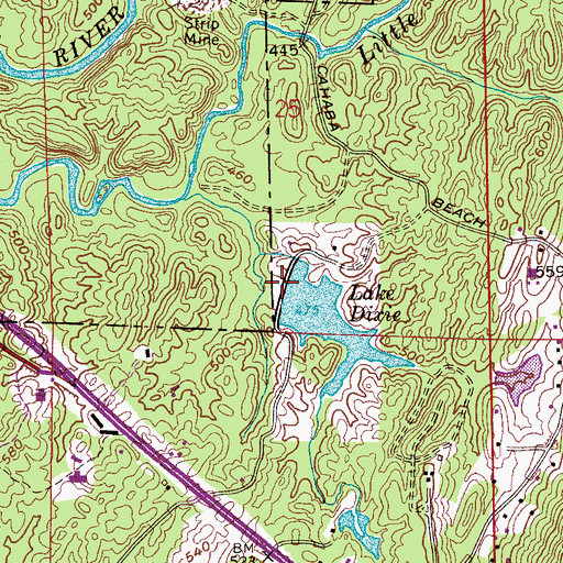Topographic Map of Lake Dixie Dam, AL