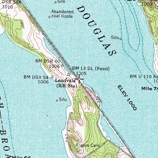 Topographic Map of Leadvale, TN