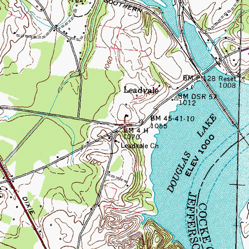 Topographic Map of Leadvale, TN
