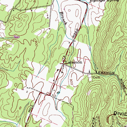 Topographic Map of Lebanon, TN