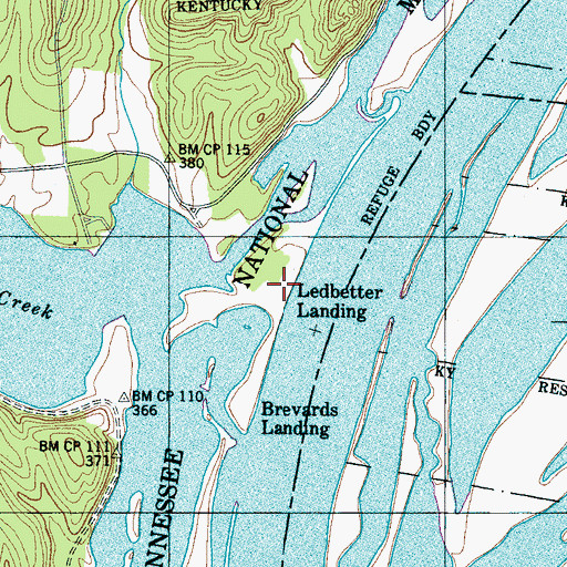 Topographic Map of Ledbetter Landing, TN