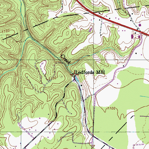 Topographic Map of Ledfords Mill, TN
