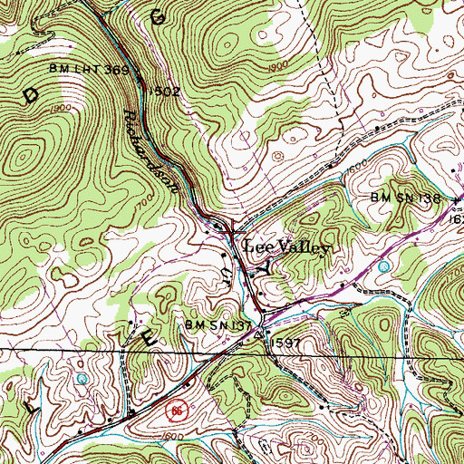 Topographic Map of Lee Valley, TN