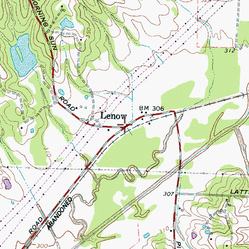 Topographic Map of Lenow, TN