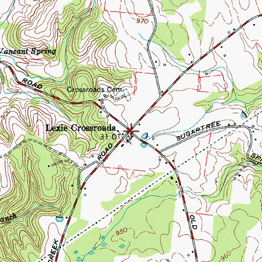 Topographic Map of Lexie Crossroads, TN