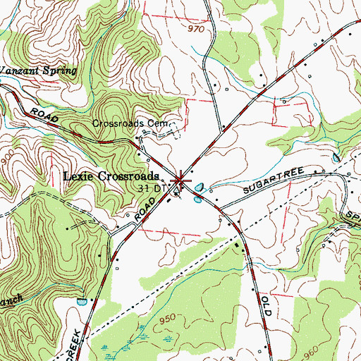 Topographic Map of Lexie Crossroads, TN