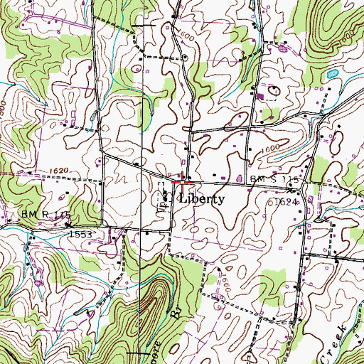 Topographic Map of Liberty, TN
