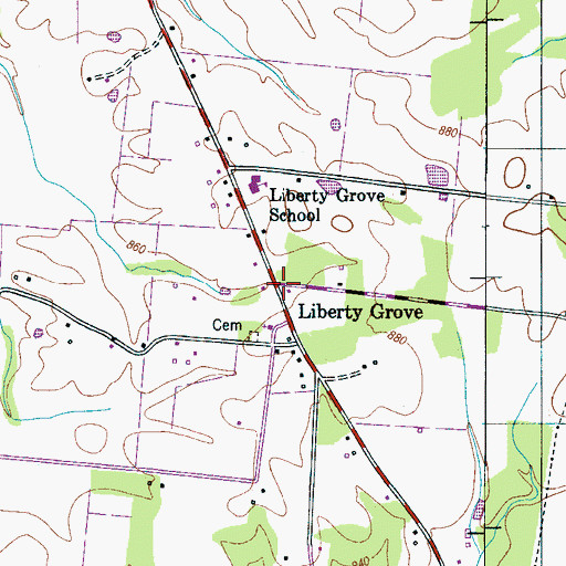 Topographic Map of Liberty Grove, TN