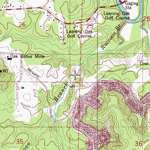 Topographic Map of Oak Grove Mine Lake, AL