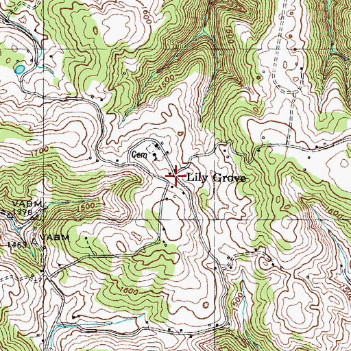 Topographic Map of Lily Grove, TN