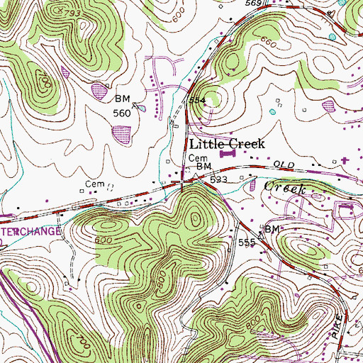 Topographic Map of Little Creek, TN